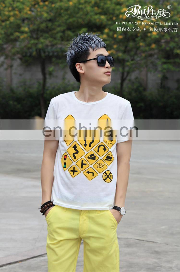 2017 Peijiaxin Casual New Design Guidepost Men Printed Fashion T shirt