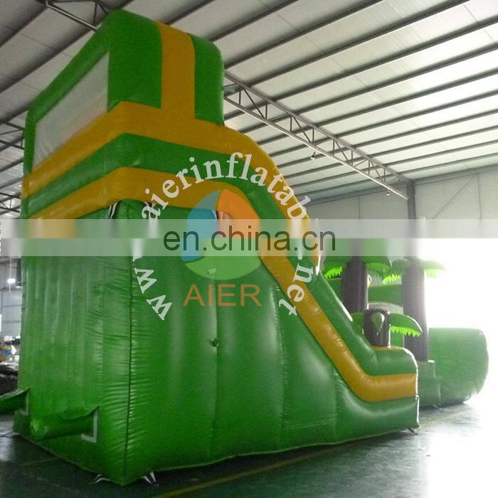 2017 newest green coconut tree slide / dry inflatable slide wholesale price slide zip lock plastic bag