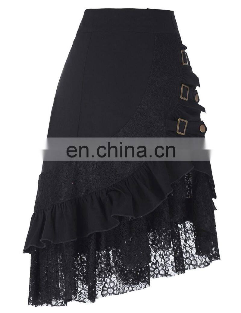 Belle Poque Vintage Women's Steampunk Gothic Clothing Gypsy Hippie High Stretchy Nylon-Cotton & Lace Skirts BP000205-1