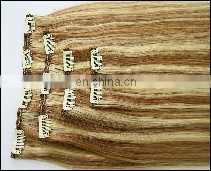 Indian virgin remy human hair extension, Hot Beauty Hair clip in hair