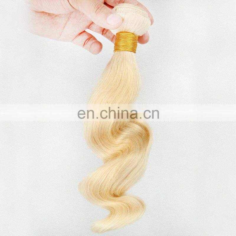 brazilian blond 613 human hair bundles with closure cuticle aligned hair
