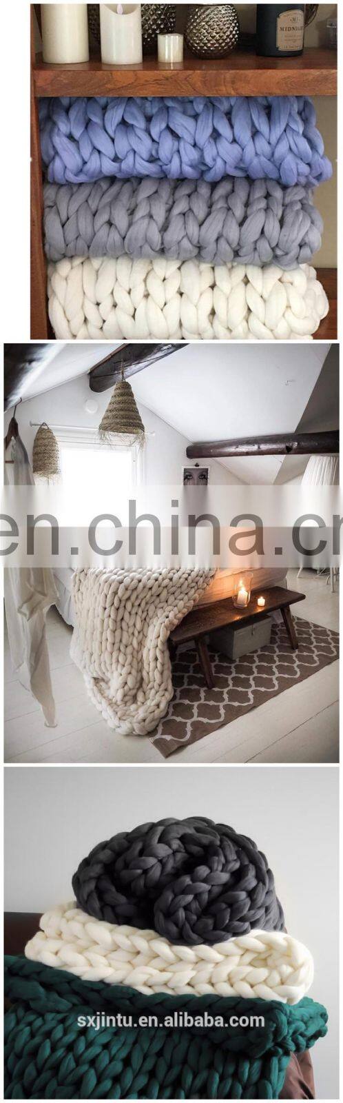Chunky heavy wool knitted  Luxury Throw Blanket For Winter Weighted Blanket the Couch or Sofa