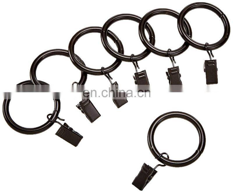 Brown Metal Shower Curtain Rings hook clip 12 Pack O ring design for bathroom