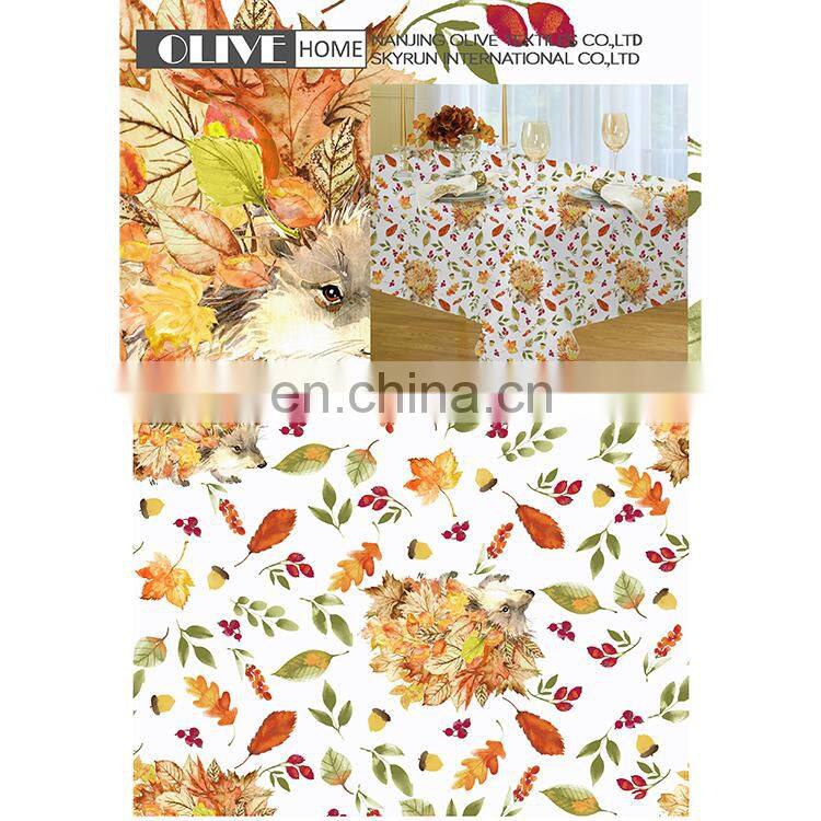 Printed fruits multi pattern polyester machine washable printing dinner hotel party custom luxury tablecloth for wedding