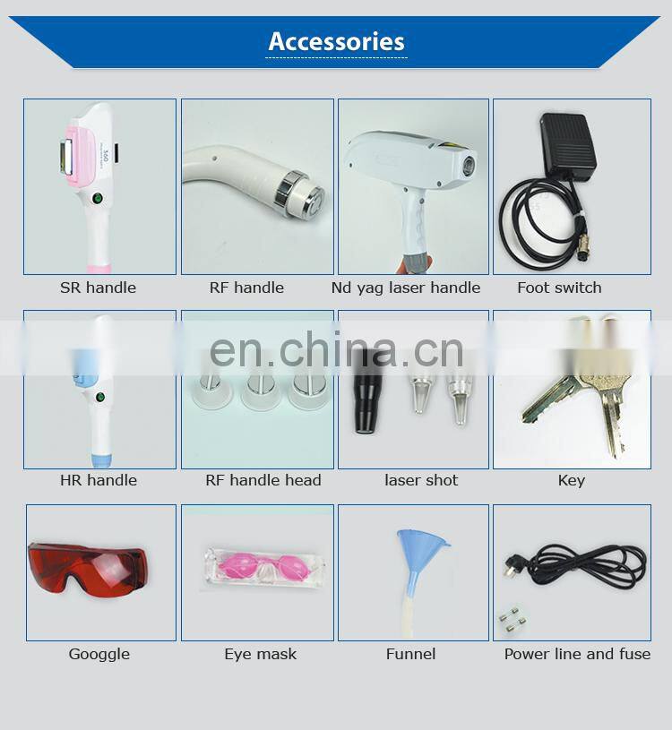 2019 New 360 magneto-optical 4in 1 IPL+OPT+ND YAG  laser+RF rejuvenation tattoo hair removal multifunctional machine