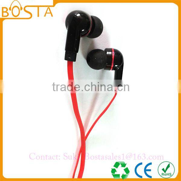 Fashionable China wholesale comfortable stereo computer flat cable earphones earbuds