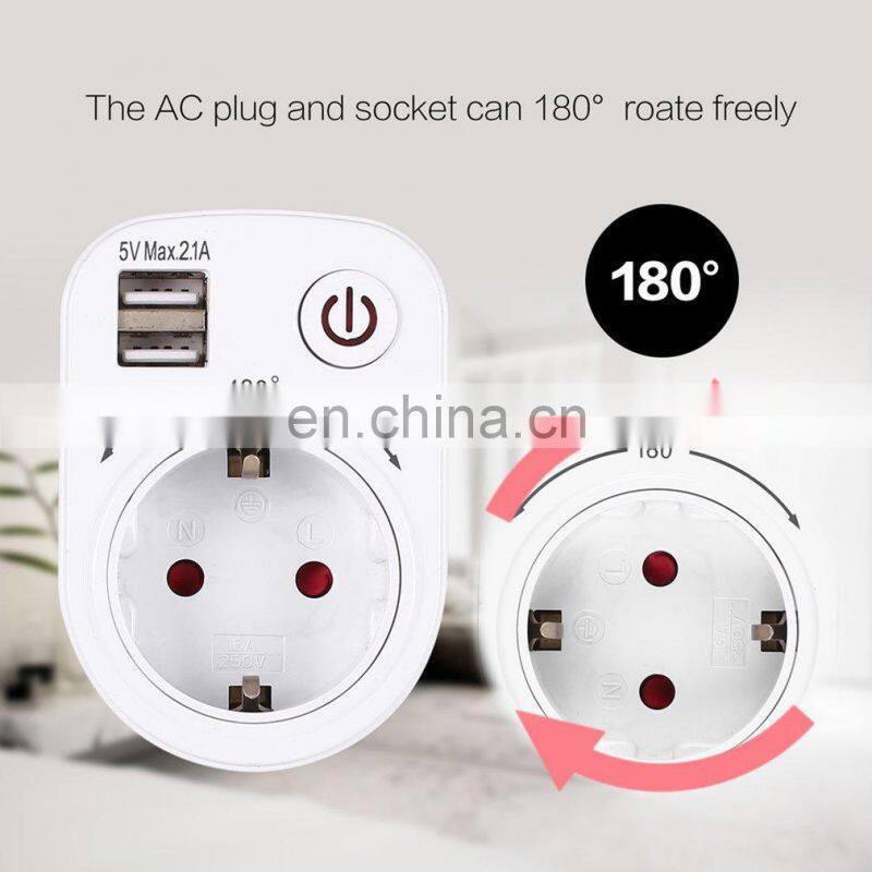 Smart Plug USB Timer Socket Rotatable Dual Timing SocketPortable Wall Travel USB Socket