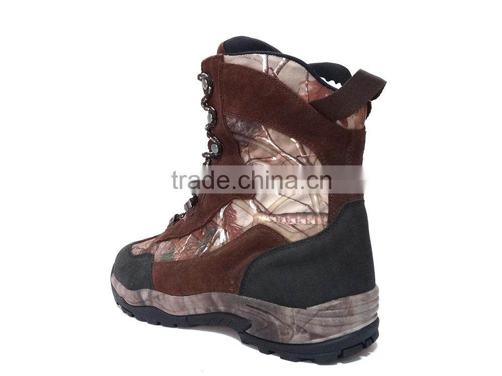 Men Suede leather and canvas upper camo waterproof hunting boots