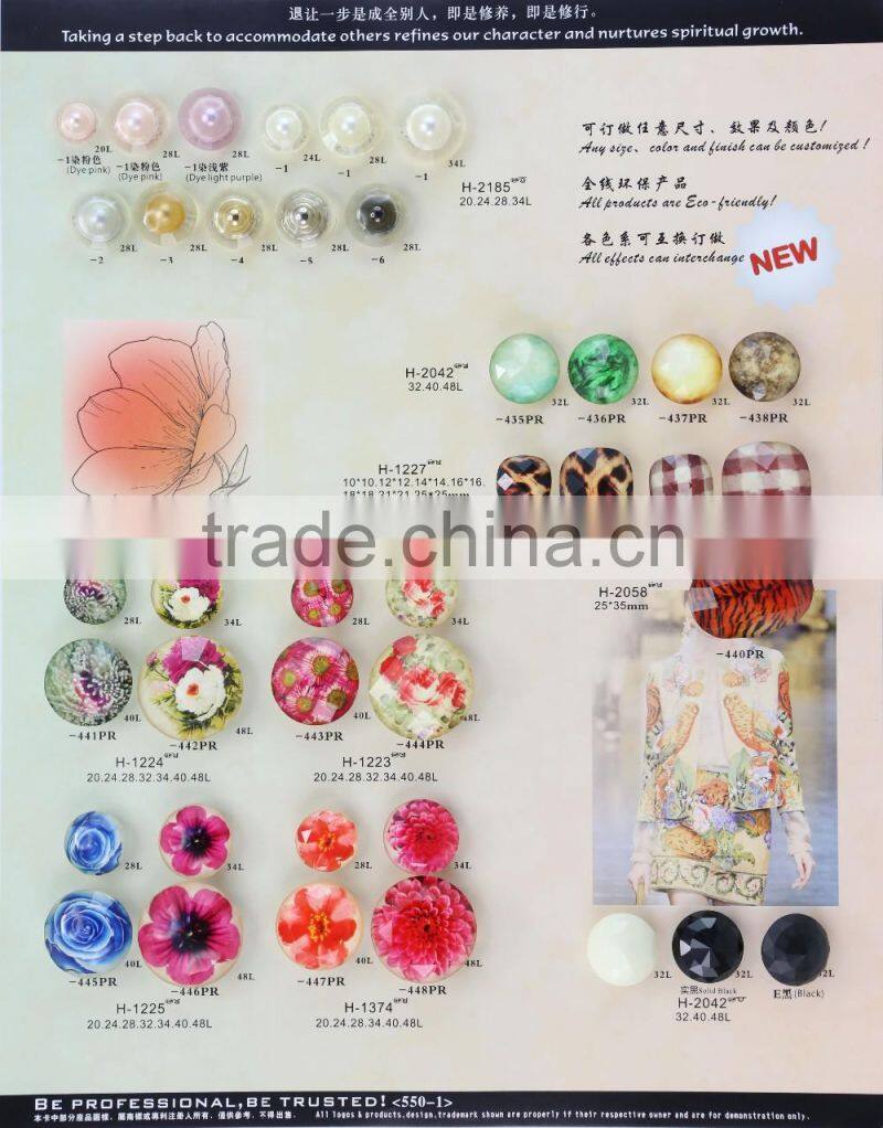 Factory price colorful silk-screen finish women coats button with shank