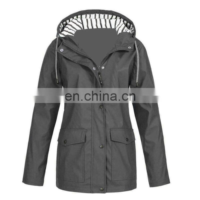 Custom-made women's outdoor waterproof hooded raincoat plus large jacket windbreaker