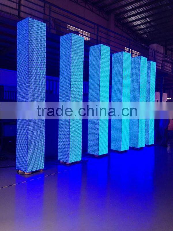 square pillar p10 indoor KTV hotel stage back full color LED square video screen