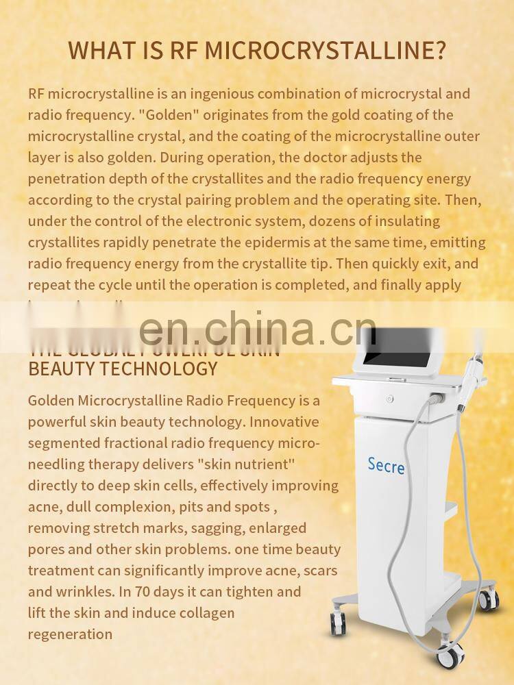 Gold RF Fractional Microneedle Machine Wrinkle Stretch Mark Removal Instrument Skin Tightening Whitening Beauty Device