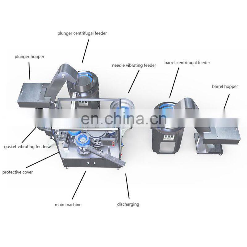 automatic disposable 3-part syringe assembly machine 250pcs per minute