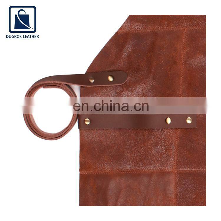 Factory Direct Supply High Quality Anthracite Fitting Widely Used Cooking Genuine Leather Apron from Indian Manufacturer