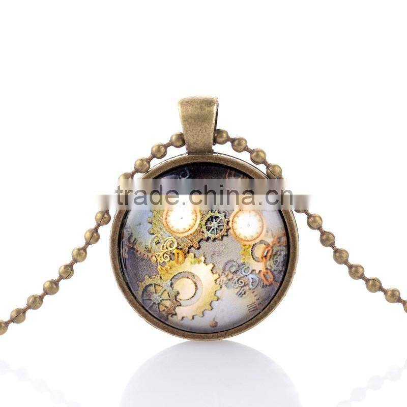Wholesale unique design vintage bronze time machine pendants steampunk necklace cheap price