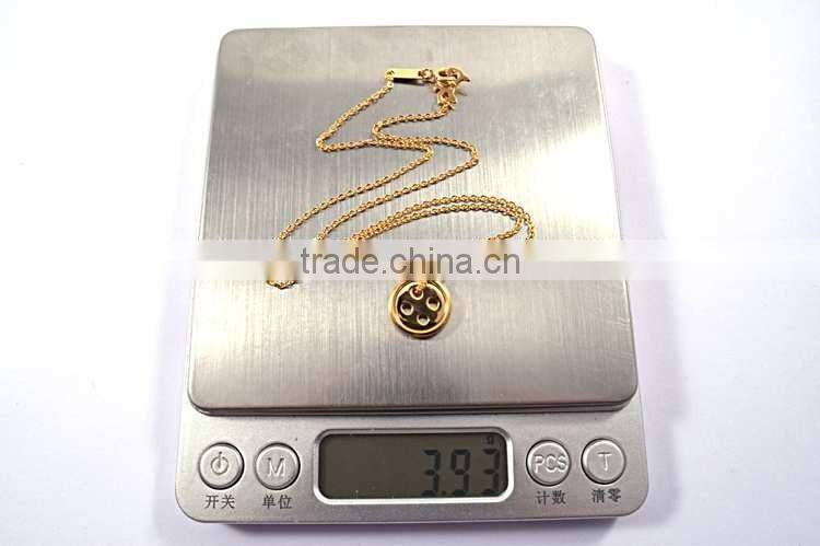 Latest design beads necklace rose gold button lucky necklace