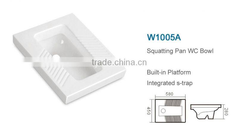 Sanitary ware bathroom squat toilet / ceramic squat toilet pan / toilet pan sizes