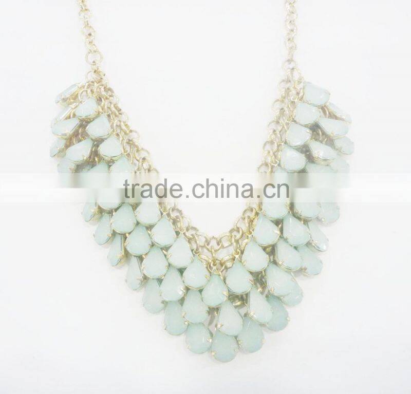 FASHION ACRYLIC STONE STATEMENT NECKLACE EARRING SET