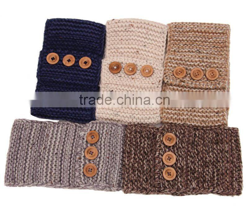 Fashion Trendy Girls Headband with Buttons Knitting Hair Accessories for women