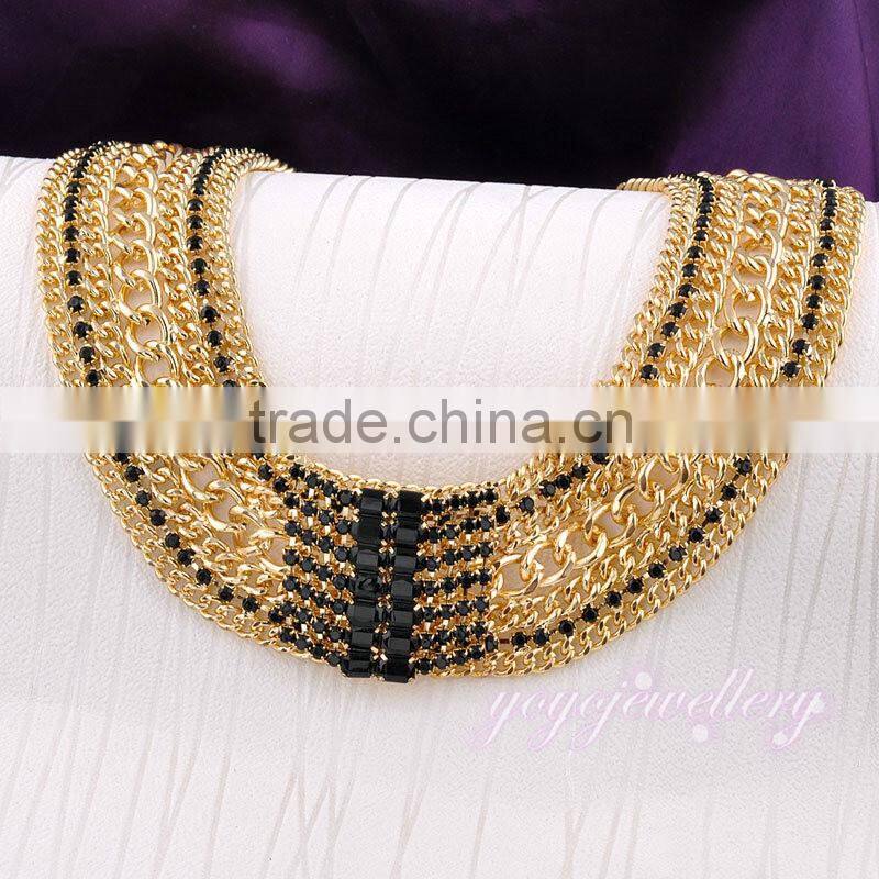 New design gold plated choker wholesale chunky statement necklace in china