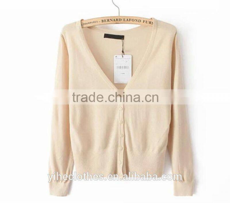 Fashion deep v-neck knitting wear thin cardigan coat for laody's wear