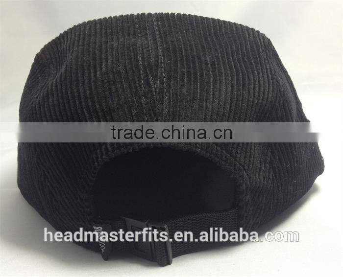 custom 5 panels blank corduroy snapback hat nylon plastic button corduroy snapback cap