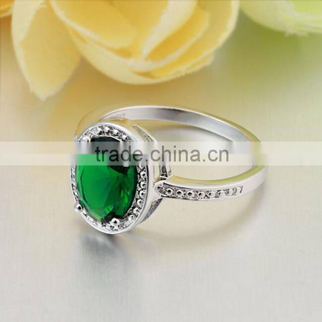 Latest Design Oval Green Cubic Zirconia Stone Inlay Copper Alloy Rings