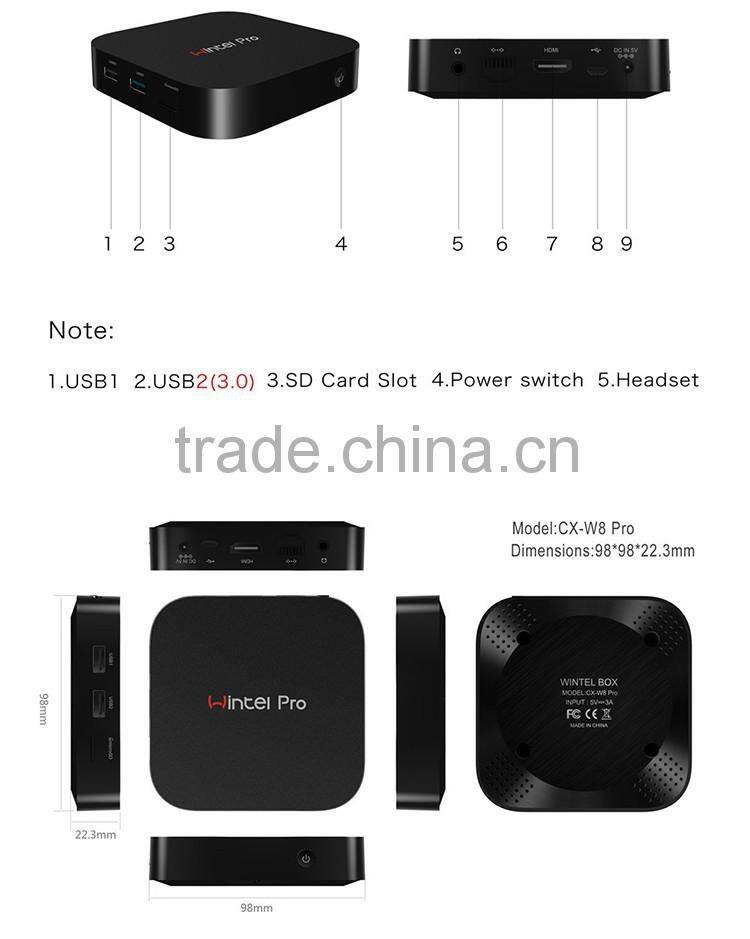 Wintel Pro new model windows 10 OS intel Z8300 quad core intel tv box