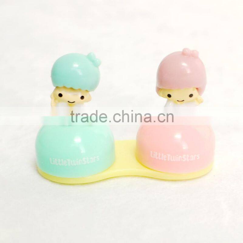 cute little twin stars plastic double box glasses case eyewear case,storage box, display case