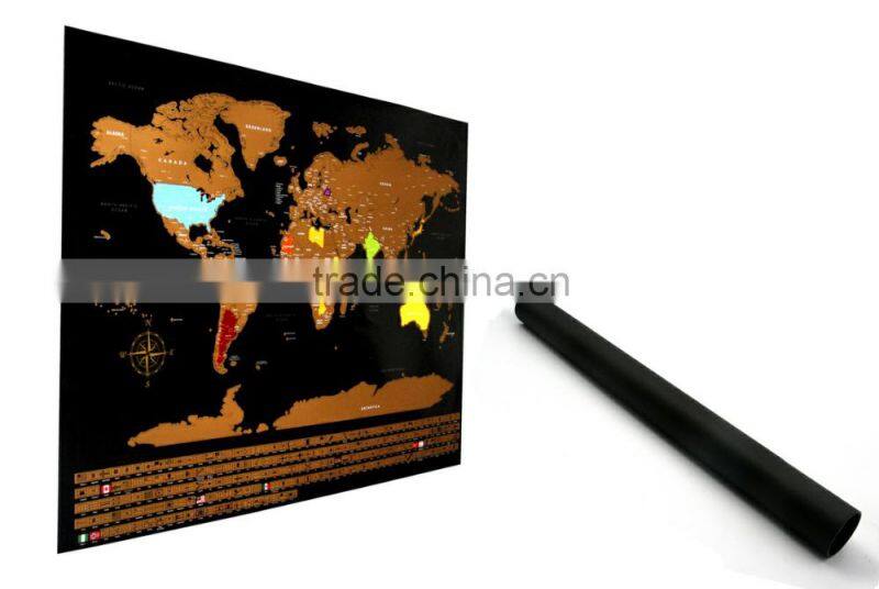 creative fashion new design hard paper scratch world map for travel