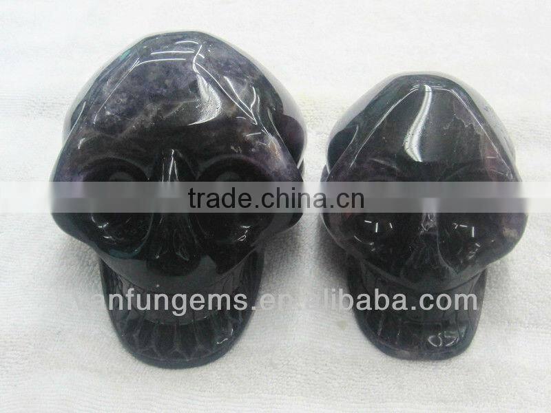 Gemstone carved skull amethyst skull
