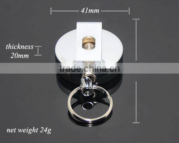 60cm Length Stainless Steel Wire Round Shaped Clips Plastic Metal Retractable Key Ring