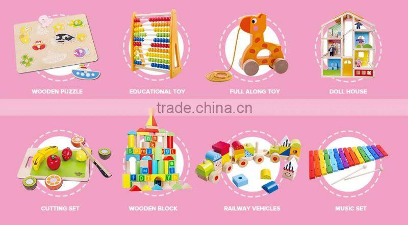 Pink Cutting Game Playset Wooden Toy Tea Set Miniature Wooden toys For Kids