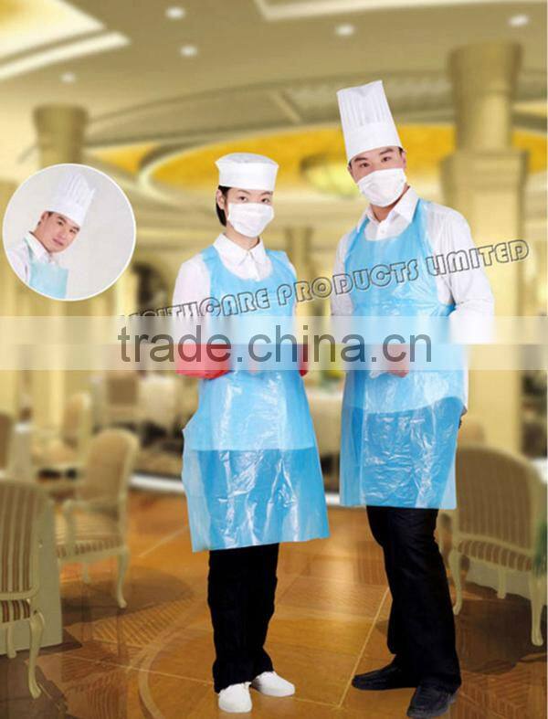 Disposable white LDPE apron