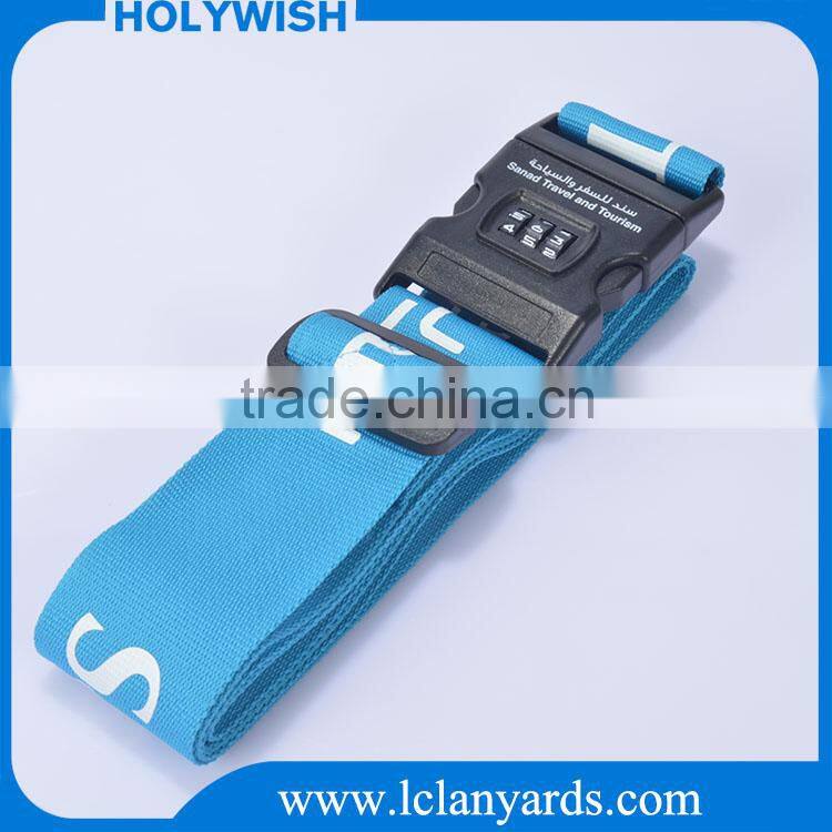 Wholesale Custom Adjustable polyester luggage belt with lock