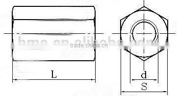 DIN 6334 Carbon steel blue zinc plated hexagonal long nuts