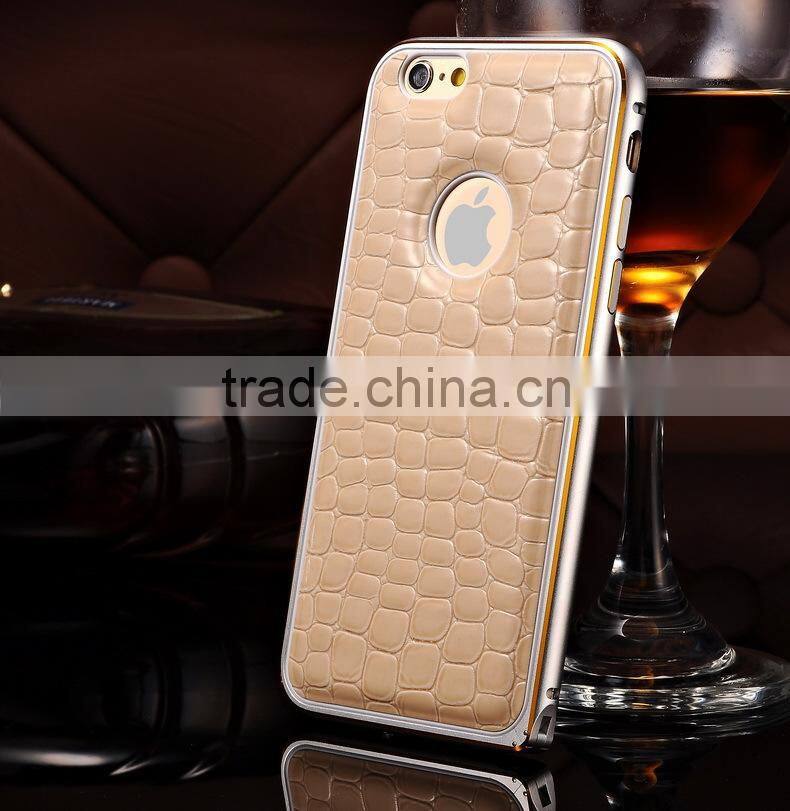 Metal Bumper With Leather Cover Phone Case for iPhone6/6P