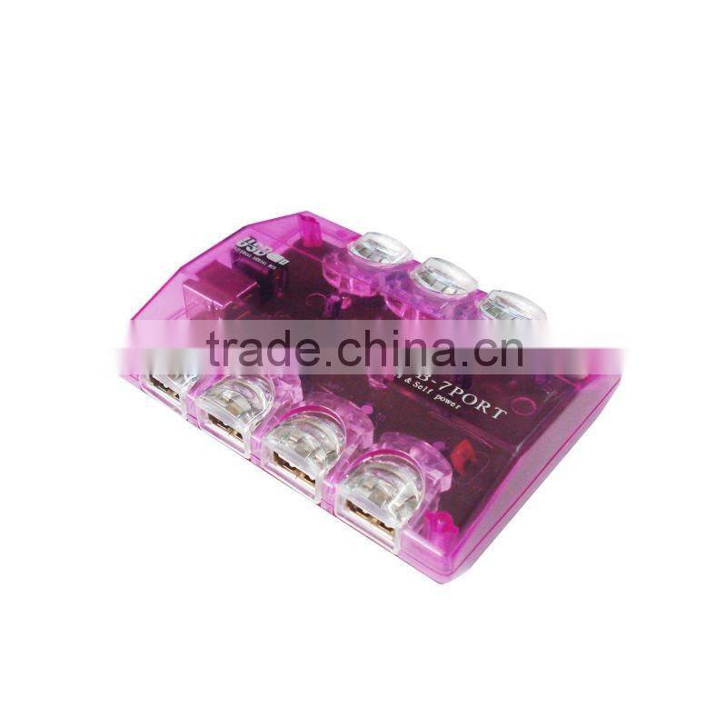 7 port usb hub with colorful light