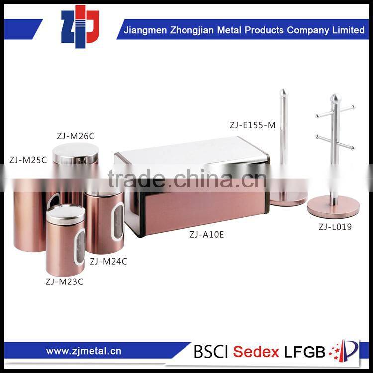 stainless steel kitchen storage set bread bin & canister