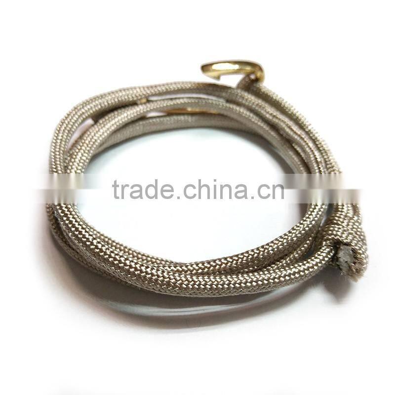 2016 Trending products Fashion Four wraps paracord fish hook bracelet OEM