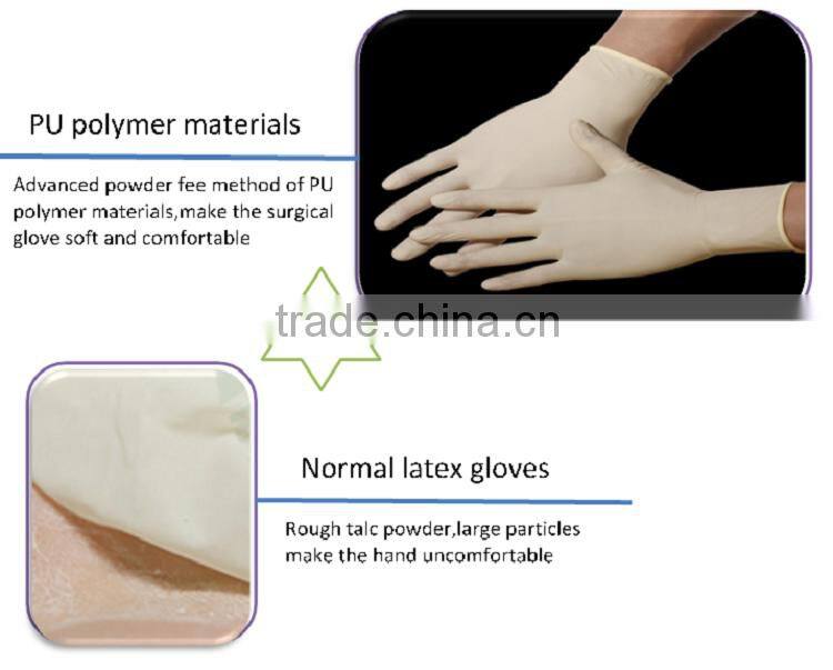Cheap medical grade powder or powder free latex surgical gloves,packing 1pair/pouch