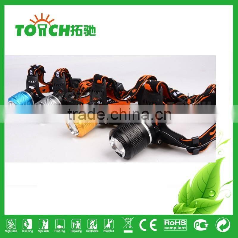 Zoomable LED Headlamps Super Bright Rechargeable headlight use 2*18650 head torchled headlamp