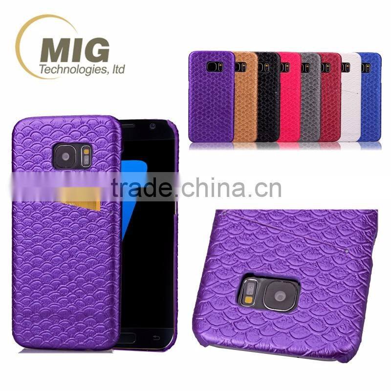 Hot sale Scale pattern Skin leather case, PC hard cover with card slot on the back for iphone 6S/6 plus