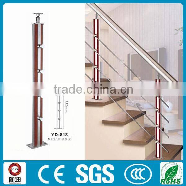 interior stair stainless steel railing with wooden post