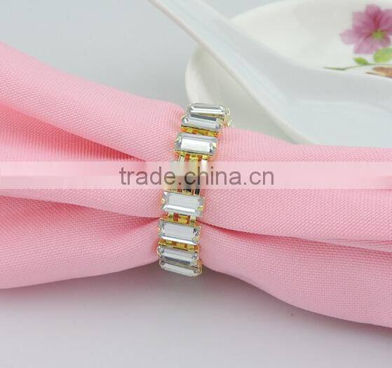 wholesale square shape acrylic stones crystal wedding napkin ring
