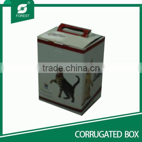 Corrugated pet cat display box with handle