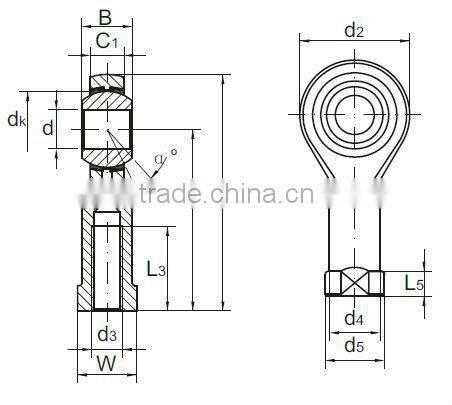 Rod end bearing with right or left hand threads