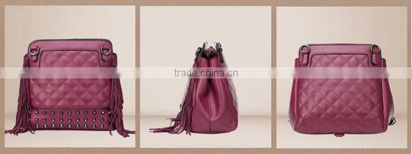 western three-used tassels backpack soft leather tote bag black ladies shoulder bags