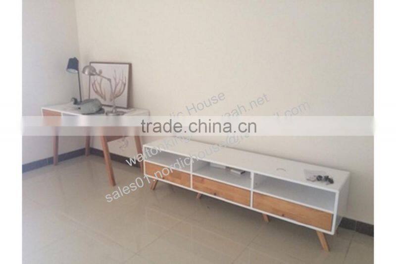 Best sell!! Scandinavian style, white paint carcass, oak drawer front, Swedish design TV stand