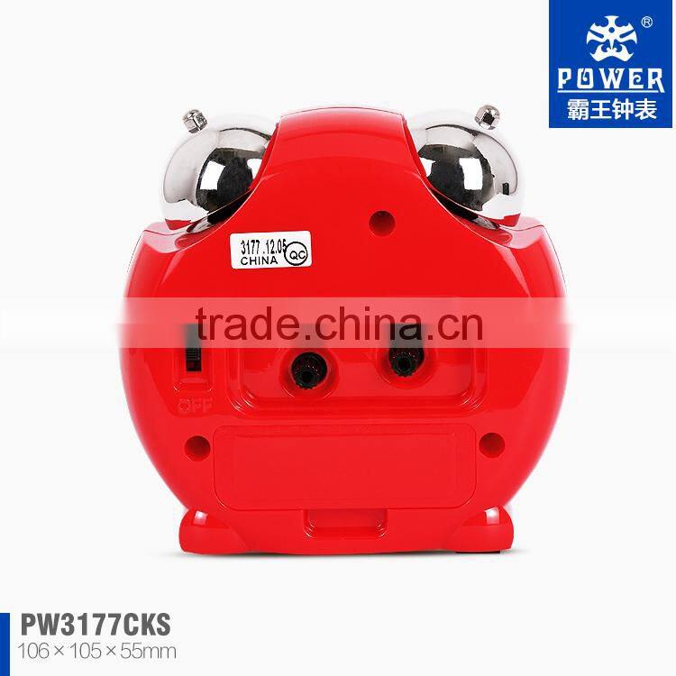 Small alarm clock with Red/White/Blue colors Round light clock sweep second hand alarm clock